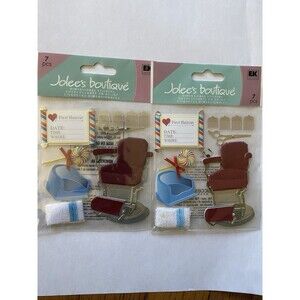 RARE Jolees Boutique 1st First Hair Cut Barber Chair Baby Boy Girl Scrapbook 2pk